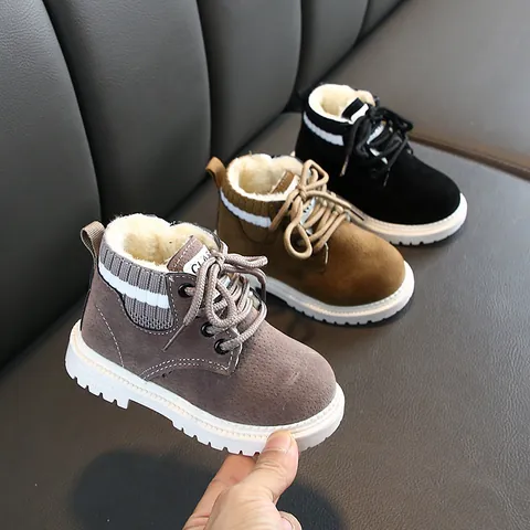Stivali Martin per Bambini in Pelle Sintetica Invernali Caldi Foderati in Pelliccia Stivaletti per Ragazzi Ragazze Suola in Gomma Antiscivolo Scarpe Casual