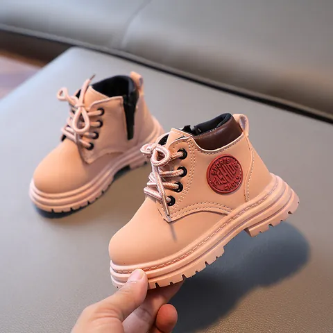 Stivali Martin per Bambini in Pelle Sintetica Antiscivolo Altezza Media Stivaletti per Bambini Ragazzi Ragazze Scarpe alla Moda Casual Outdoor Con Cerniera Laterale