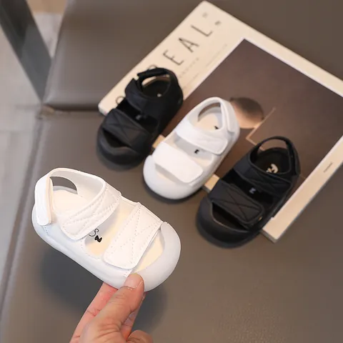 Summer Baby Toddler Sandals Anti-collision Soft Sole Hook and Loop First Walkers Synthetic Leather Beach Shoes For Boys Girls