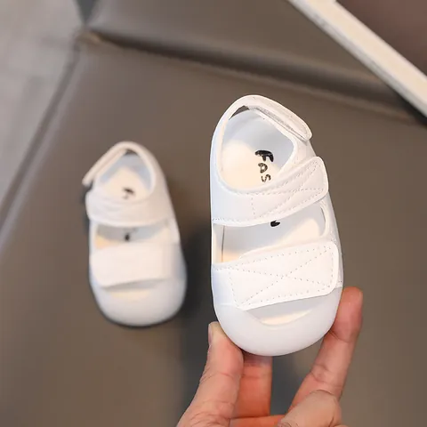 Summer Baby Toddler Sandals Anti-collision Soft Sole Hook and Loop First Walkers Synthetic Leather Beach Shoes For Boys Girls
