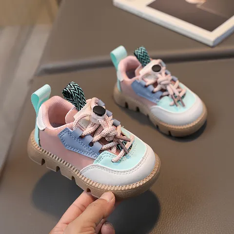 Sneakers Color Block per Bambini Scarpe con Suola in Gomma Antiscivolo Leggere per Bambini Ragazzi Ragazze Autunno Sport Casual