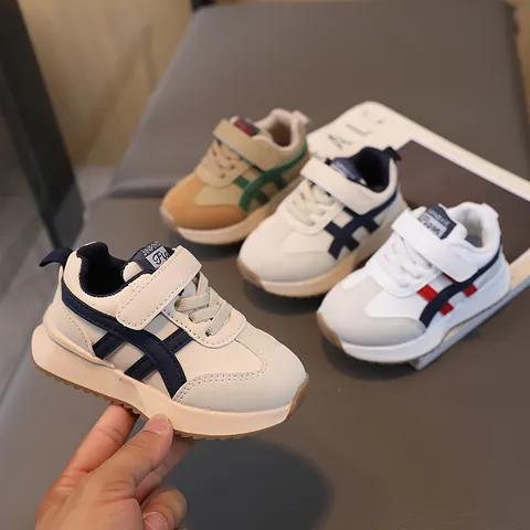 Retro Turnschuhe Für Kinder Leichte Kleinkind Laufschuhe Kunstleder Klettverschluss Rutschfest Gestreifte Mode Schuhe Jungen Mädchen