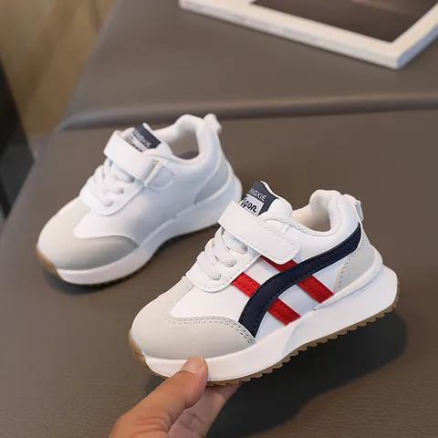 Retro Turnschuhe Für Kinder Leichte Kleinkind Laufschuhe Kunstleder Klettverschluss Rutschfest Gestreifte Mode Schuhe Jungen Mädchen