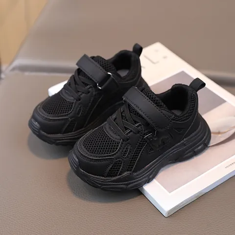 Sneaker per Bambini Traspiranti in Maglia in Pelle PU Scarpe da Corsa Leggere per Ragazzi Ragazze Casual Sportive Chiusura a Strappo