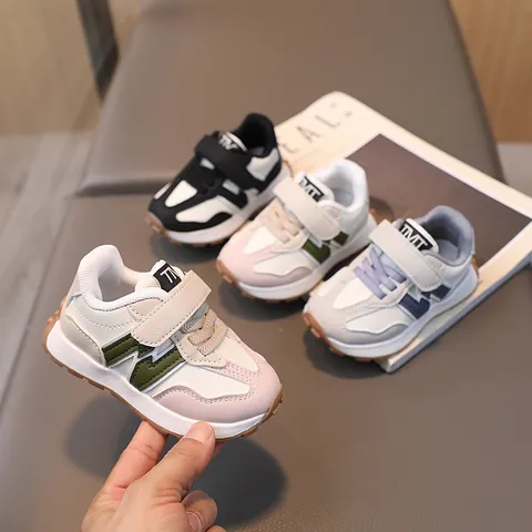 Kids Boys Girls Retro Running Shoes Velcro Anti Slip Breathable Synthetic Leather Casual Fashion Sneakers Autumn Footwear