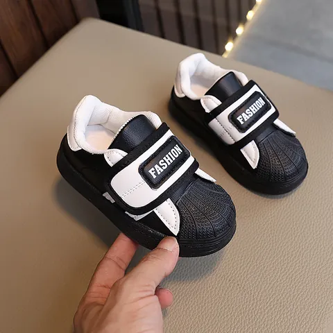 Παιδικά Παπούτσια Shell Toe Board Μόδα Sneakers Για Αγόρια Κορίτσια Casual Αντιολισθητικά PU Δερμάτινα Σχολικά Παπούτσια Μαύρο Λευκό