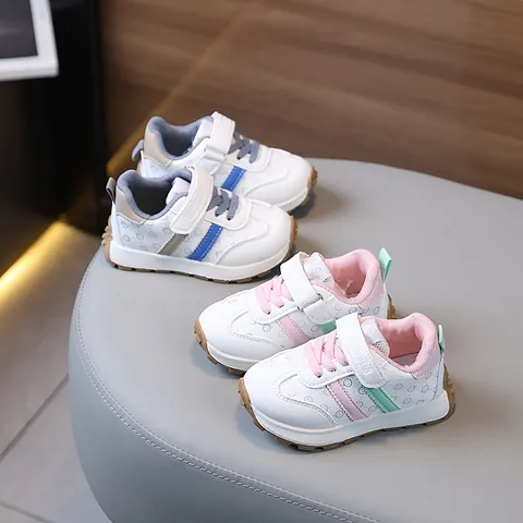 Sneaker Casual Sportive per Bambini in Pelle Sintetica con Stampa Faccina Scarpe Sportive con Chiusura a Strappo per Neonati Ragazzi Ragazze Suola in Gomma Antiscivolo