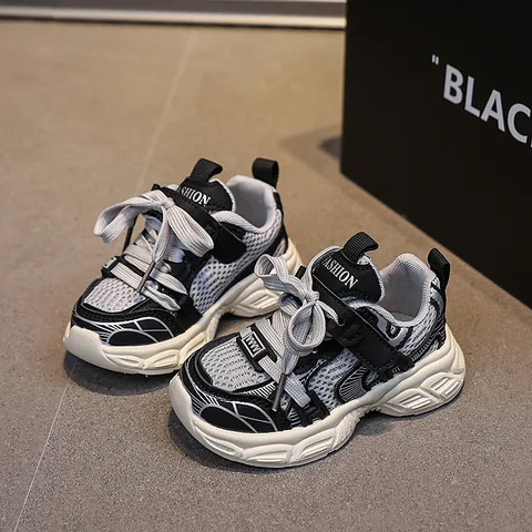 Scarpe Sportive in Mesh Traspirante per Bambini Ragazzi Ragazze Casual Antiscivolo Chiusura a Strappo Sneakers Chunky Scarpe da Corsa
