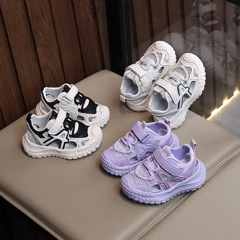 Sandali Sportivi per Bambini Estate Nuovi Traspiranti Tomaia in Mesh Patchwork Chiusura a Strappo Suola Morbida Antiscivolo Sneakers Casual per Ragazzi Ragazze