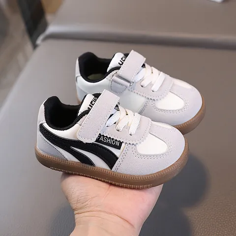 Scarpe Sportive German Trainer per Bambini Sneakers Casual a Suola Morbida per Ragazzi Ragazze Chiusura a Strappo in Pelle