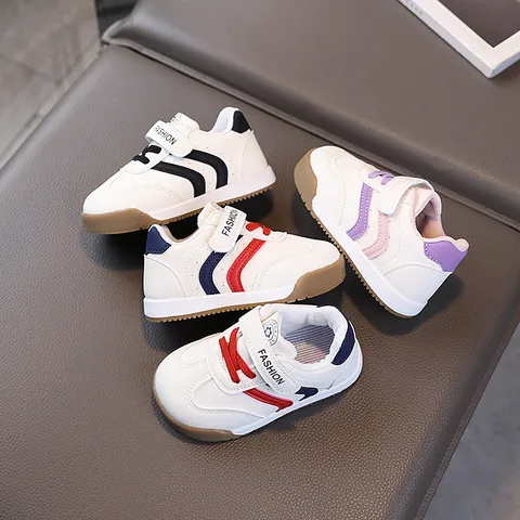 Sneaker per Neonati Scarpe Primi Passi Suola Morbida Chiusura a Strappo Antiscivolo Traspirante Casual Sportive Bianco Bambini