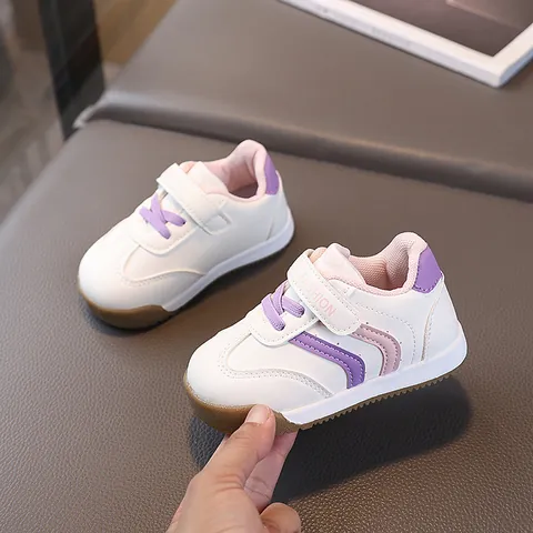 Sneaker per Neonati Scarpe Primi Passi Suola Morbida Chiusura a Strappo Antiscivolo Traspirante Casual Sportive Bianco Bambini