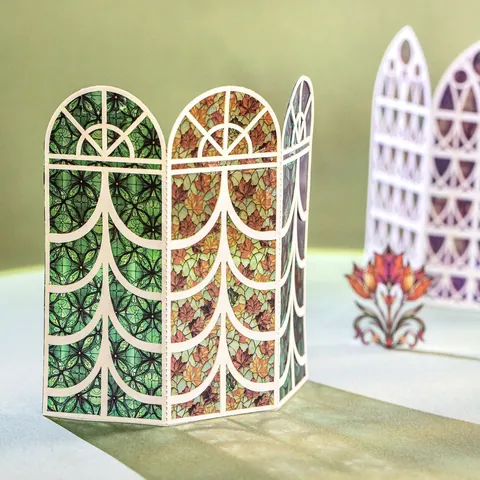Vintage Βιτρό Πλαίσιο Παραθύρου DIY Υλικό Scrapbooking Αυτοκόλλητα Διακόσμησης από Χαρτί PET με Λουλούδια