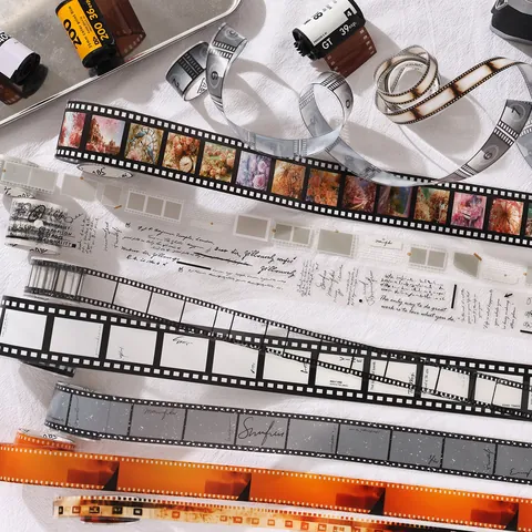Vintage Film PET Deko-Klebeband Retro-Landschaft Blumenmuster Wasserdichtes Klebeband Für Scrapbooking Journaling