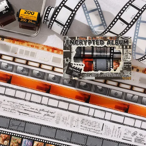 Vintage Film PET Deko-Klebeband Retro-Landschaft Blumenmuster Wasserdichtes Klebeband Für Scrapbooking Journaling