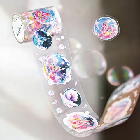 World In Bubbles Serie PET Transparante Decoratieve Tape Voor Scrapbooking DIY Dromerig Kasteel Onderwater Sterrenhemel Tape