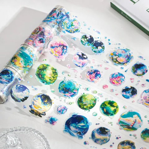 World In Bubbles Serie PET Transparante Decoratieve Tape Voor Scrapbooking DIY Dromerig Kasteel Onderwater Sterrenhemel Tape