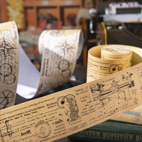 Vintage Manuscript Kraft Paper Tape Retro Handwriting Industrial Drawing For DIY Scrapbooking Journaling Decoration