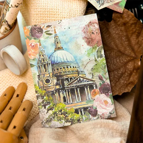 Vintage Scenery Material Paper Journey Breeze Series World Landmark Architecture Background Decorative Paper For DIY Journal Scrapbooking Arts Crafts