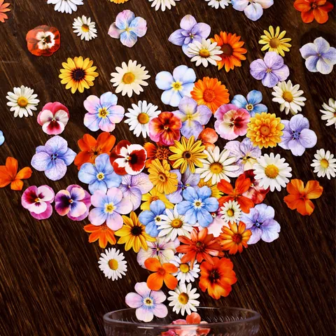 Retro Hand Painted Floral Planner Stickers For DIY Scrapbooking Journal Decorative Vintage Flower Stickers For Arts Crafts