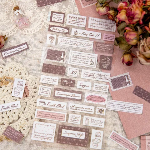 Vintage Fabric Scrapbooking Stickers Retro Cloth Journaling Decorative Patch Stickers For DIY Crafts Planner Journal Album