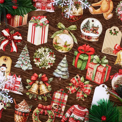 Retro Christmas Stickers Winterthology Series Holiday Theme Journal Scrapbooking Decoration Materials Stationary Supplies