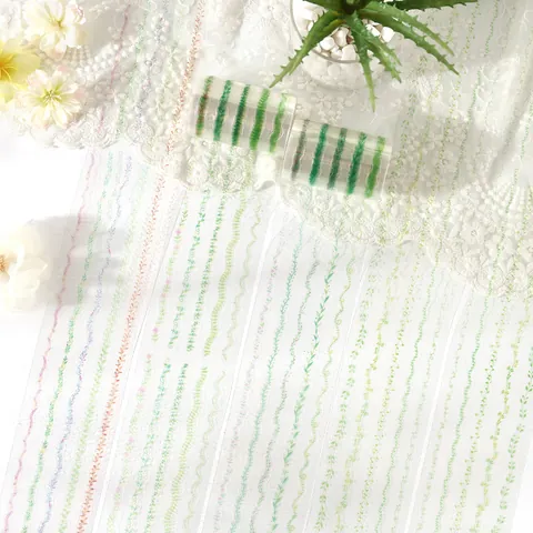 Set di Nastri Decorativi in PET Impermeabili Motivi Floreali Botanici e Viti Stampa a Caldo Parziale Fustellatura per DIY Scrapbooking Diario