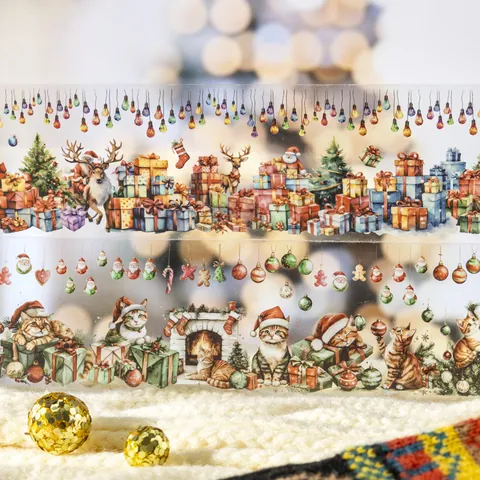 Weihnachts Thema PET Klebeband Dekoratives Washi Tape Für Scrapbooking DIY Journaling Schreibwaren Schulbürobedarf Feiertagsdekoration