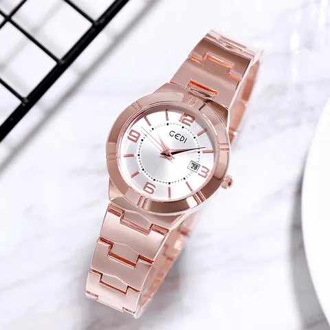 Fashion Women Quartz Watch With Date Calendar Stainless Steel Alloy Band Waterproof Minimalist Elegant Wristwatch Jewelry