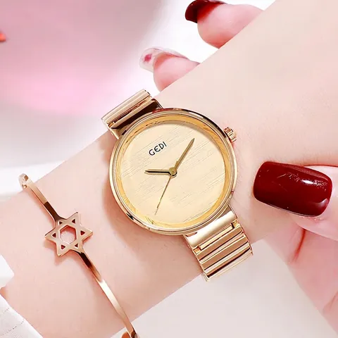 Reloj de Cuarzo Minimalista para Mujer Brazalete de Aleación Reloj de Pulsera Analógico Impermeable Esfera Grano Horizontal Accesorio Moda