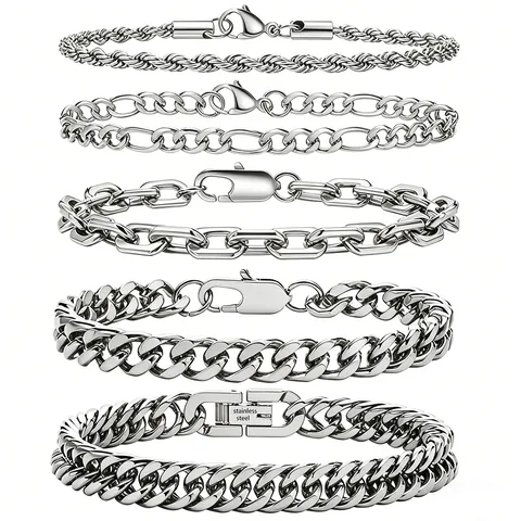 Bracelets En Acier Inoxydable Avec Motifs Figaro Et Chaîne Corde Bijoux Mode Pour Hommes Unisexes