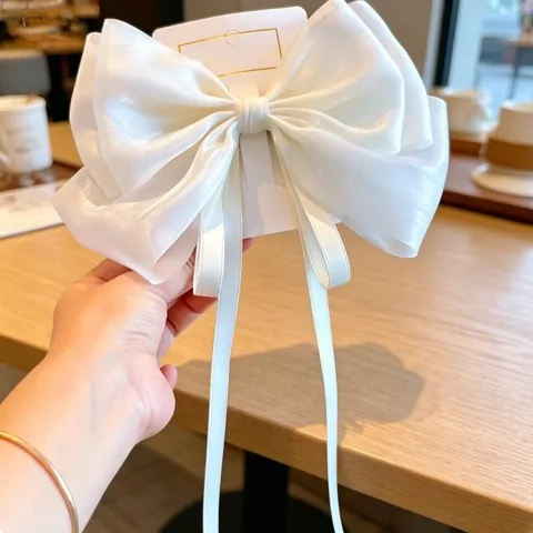 Übergroße Schleifen Haarspangen Für Mädchen Fee Stil Perlglanz Gaze Lange Streamer Haarnadel Prinzessin Haarschmuck