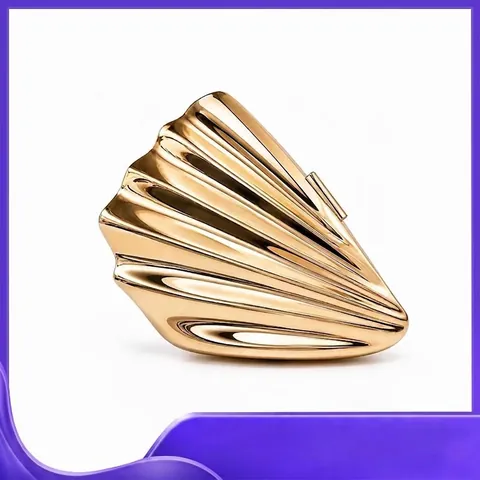 Schalentier Form Abend Clutch Tasche Metallic Hartschale Plissee Detail Mit Kette Riemen Für Hochzeit Party Elegante Damen