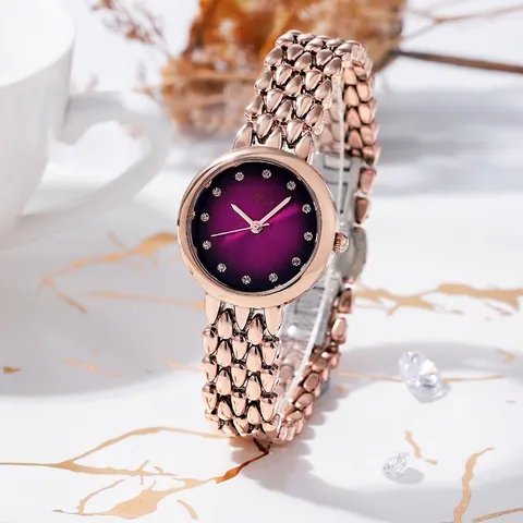 Orologio al Quarzo da Donna alla Moda Quadrante con Strass Lussuoso Impermeabile Oro Rosa Cinturino in Acciaio Inossidabile Elegante
