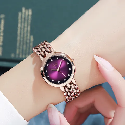 Orologio al Quarzo da Donna alla Moda Quadrante con Strass Lussuoso Impermeabile Oro Rosa Cinturino in Acciaio Inossidabile Elegante