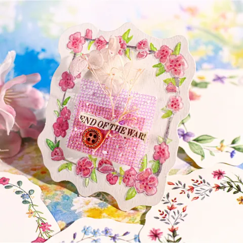 Vintage Floral Die-Cut Memo Pads Specialty Textured Paper Flower Border Scrapbooking Decorative Cards For Journaling Office School Supplies
