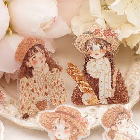 Vintage Girls PET Stickers Heart Magazine Series Retro Character Illustration Decals For DIY Journaling Decoration