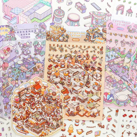 Large Capybara Series Miniature Scenario Stickers Set For Scrapbooking DIY Journal Decorative PET Waterproof Sticker Sheet