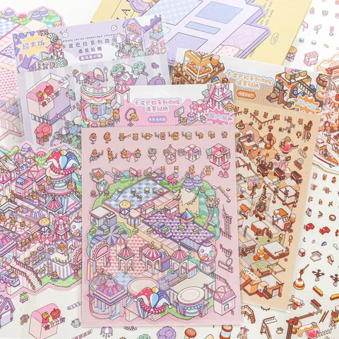 Large Capybara Series Miniature Scenario Stickers Set For Scrapbooking DIY Journal Decorative PET Waterproof Sticker Sheet