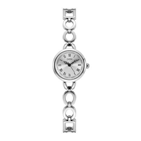 Women Bracelet Watch Silver Alloy Round Dial Roman Numerals Fashion Elegant Quartz Wristwatch