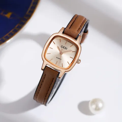Elegant Square Case Quartz Wristwatch For Women Waterproof Alloy Metal Link Chain Strap Minimalist Luxury Dress Jewelry Watch