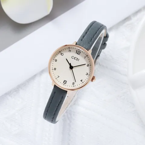 GEDI Orologio al Quarzo Donna Minimalista Vintage Piccolo Quadrante Tondo Cinturino in Pelle PU 3ATM Impermeabile Moda Elegante