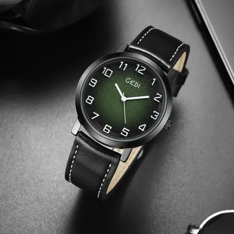 GEDI Orologio al Quarzo da Uomo Vintage Business Moda Cinturino in Pelle PU Impermeabile Cassa in Lega Quadrante Gradiente Minimalista
