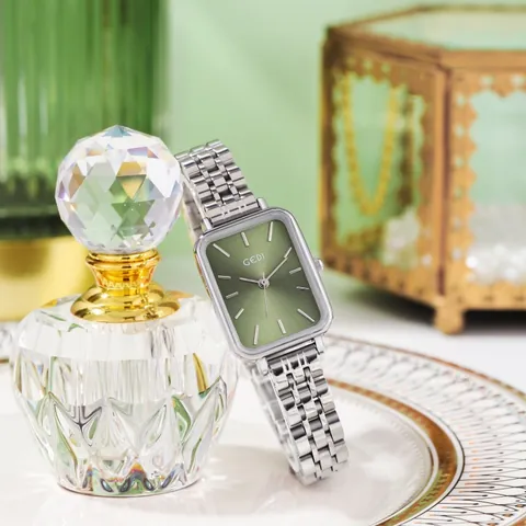Women's Fashion Quartz Watch Minimalist Rectangular Dial Alloy Strap Waterproof Wristwatch Elegant Ladies Jewelry Dress Watch