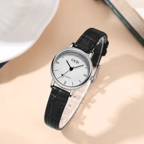Women's Retro Quartz Watch With Genuine Leather Strap Airplane Second Hand Waterproof Fashion Wristwatch Round Textured Dial