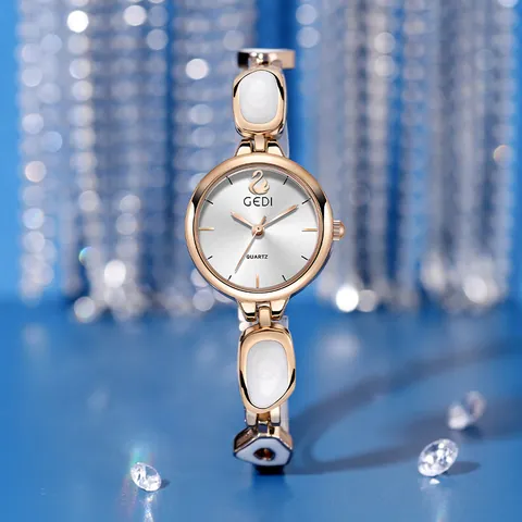 Elegant Women Quartz Watch Waterproof Alloy Bracelet Chain Strap Sunray Dial Fashion Luxury Wristwatch Jewelry Gift For Lady