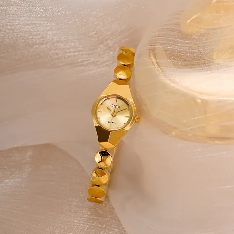 GEDI Elegant Women's Quartz Watch Geometric Cut Alloy Bracelet Wristwatch Waterproof Fashion Jewelry Bracelet Watch For Women