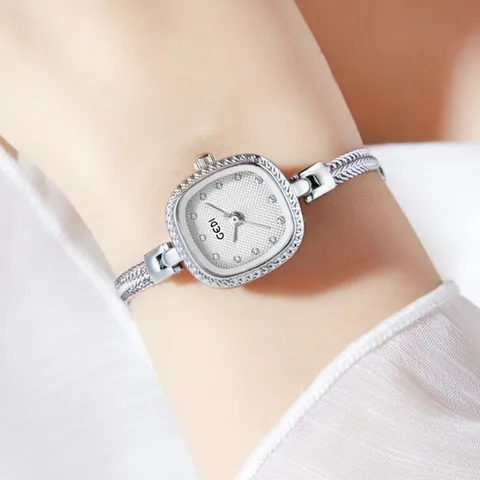 Women Luxury Quartz Watch Square Dial Rhinestone Fashion Elegant Waterproof Dress Wristwatch Mesh Strap Gift For Ladies