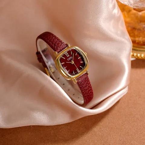 Reloj de Cuarzo para Mujer con Esfera Cuadrada Vintage Correa de Cuero de Microfibra Caja de Aleación Reloj de Pulsera Minimalista Elegante Impermeabile