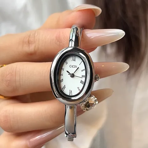 Vintage Damen Armreif Uhr Luxus Silber Gold Legierung Quarzuhr Römische Ziffern Strass Elegante Schmuck Uhr Tägliche Handgelenk Deko
